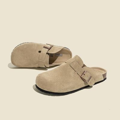 Кожаные шлепанцы на платформе большого размера женские весенне-осенние новые для улицы рыбалка Бокен полусабо Линкольн