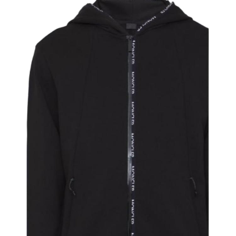 Moncler SS23 Letter Collar Logo Print Zipper Long Sleeve Sweatshirt Men sweatshirt Black I10918G00039899WD999