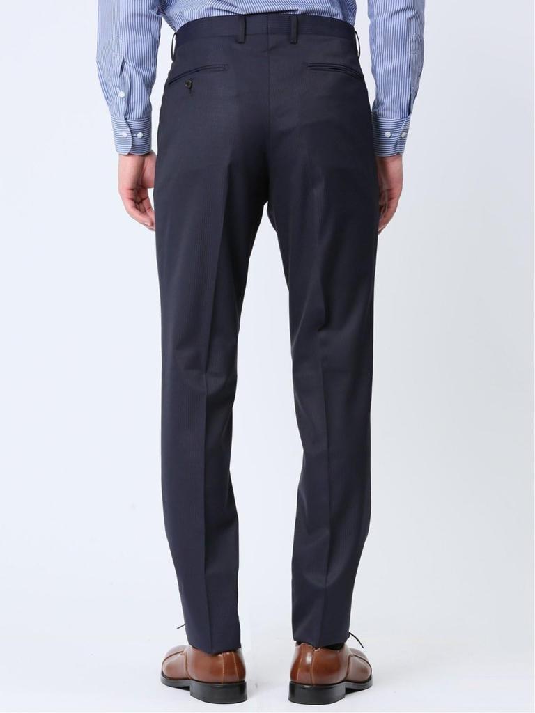 Takakyu Navy Shadow Stripe Suit and Pants Shiny Wool Slim 110011803130433750014 Men's Set, Blend, Fit, 2-Button, 3-Piece Suit,