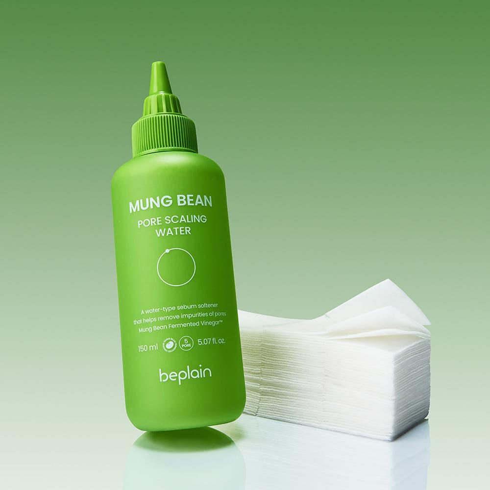 beplain Mung Bean Pore Scaling Water Sebum Cleanser 150ml with Cotton Pads 40 Wipes Set