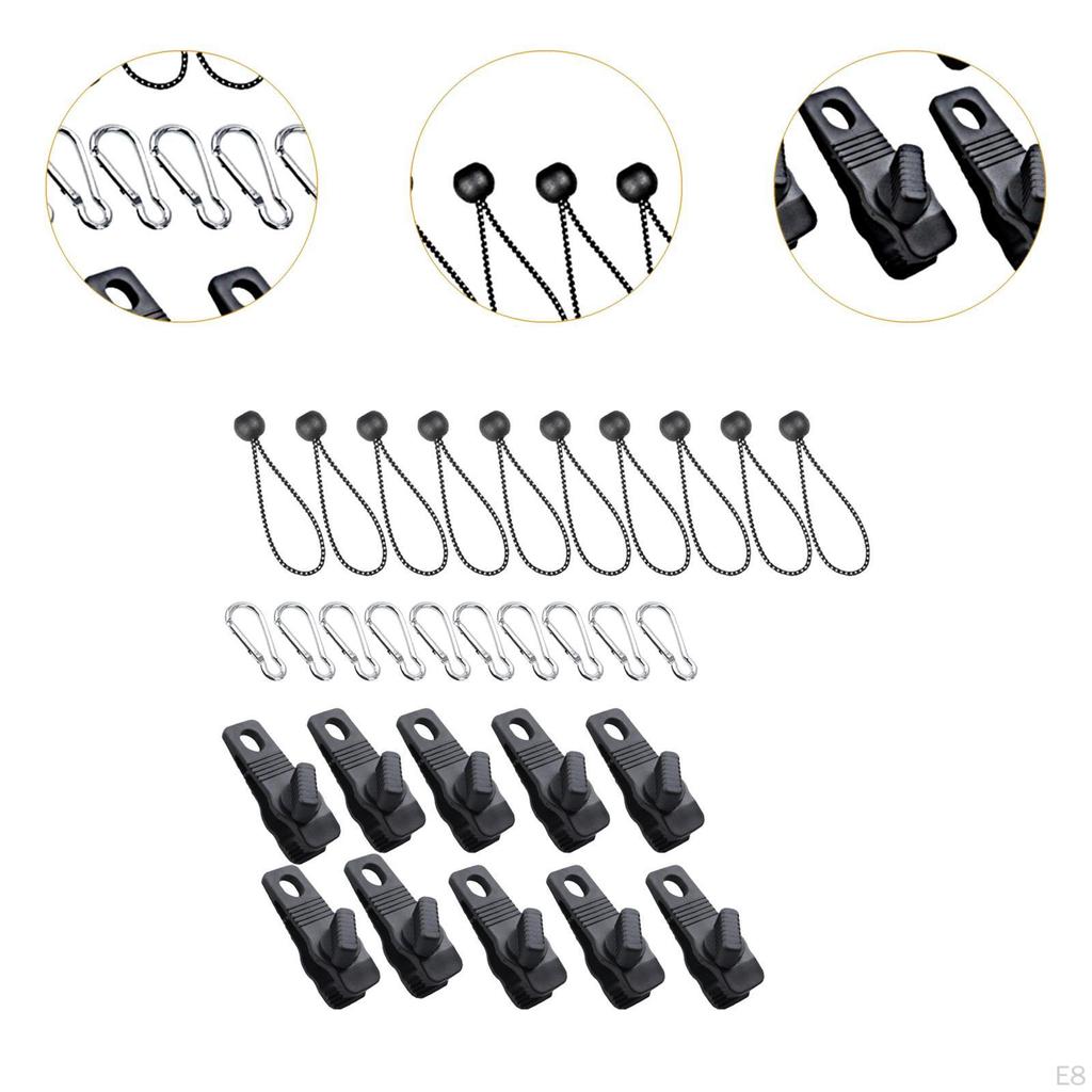 30 шт./компл. зажимы для брезента, карабины, инструменты для кемпинга, пряжка, зажим для палатки, замок, ручка для улицы