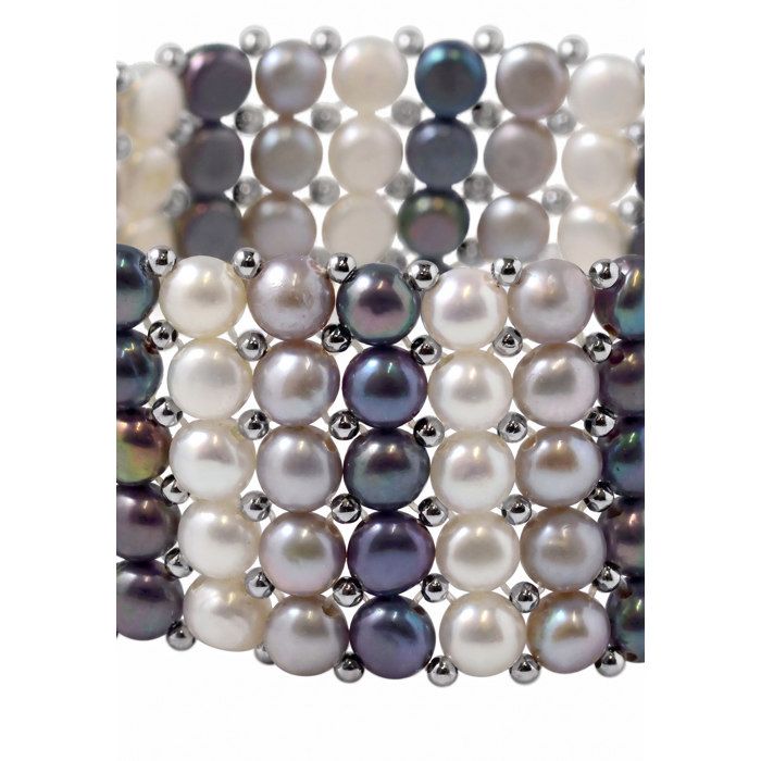 Bracelet - PEARLS &amp; COLORS - Pearls &amp; Colors - Perles d'eau douce 3-4 mm - Argent 925 - 5 rangées ajustable