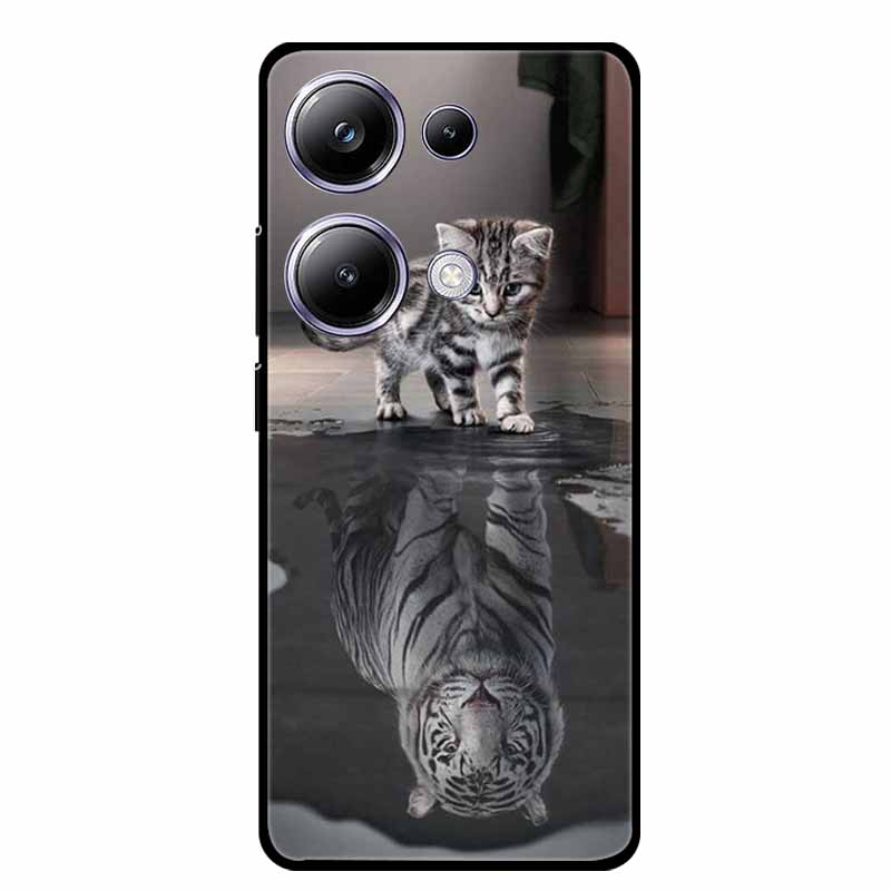 For Xiaomi Poco M6 Pro 4G Phone Case Cover Wolf Shockproof Black Silicone Soft Back Cover Cases For Poco M6 Pro Case M 6 M6Pro