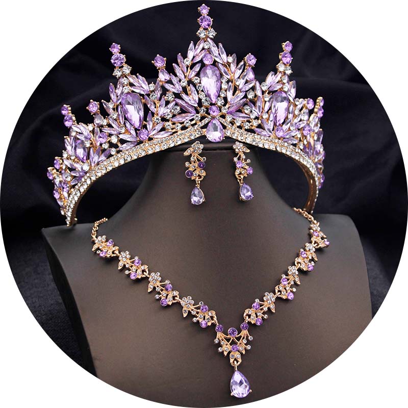 Luxury Tiaras and Crowns Bridal Jewelry Sets for Women Prom Wedding Crown With Choker Necklace Earrings Costume Accessories
