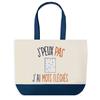 Tote Bag - PLANETEE - Sac Shopping Fond Bleu J'peux Pas Mots Fléchés - Coton - 40 X 45 Cm - Fabriqué En France