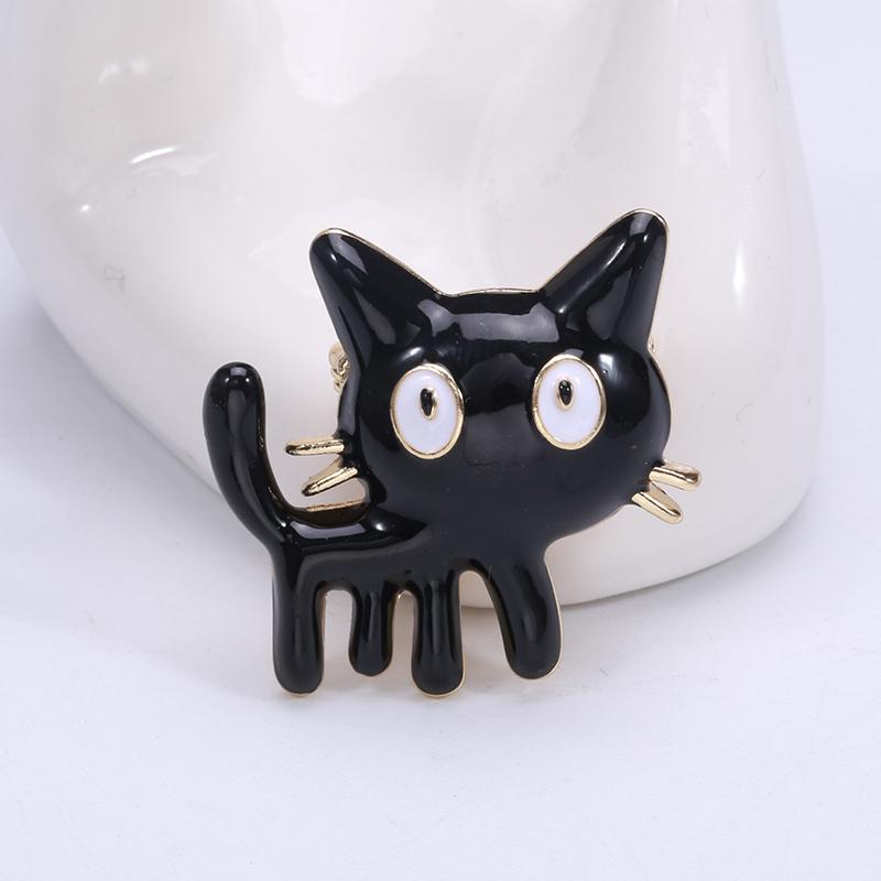 Blucome Модная черная эмалированная брошь в форме кошки для женщин, девочек, детей, шапки, воротник, корсаж, одежда, броши, аксессуары