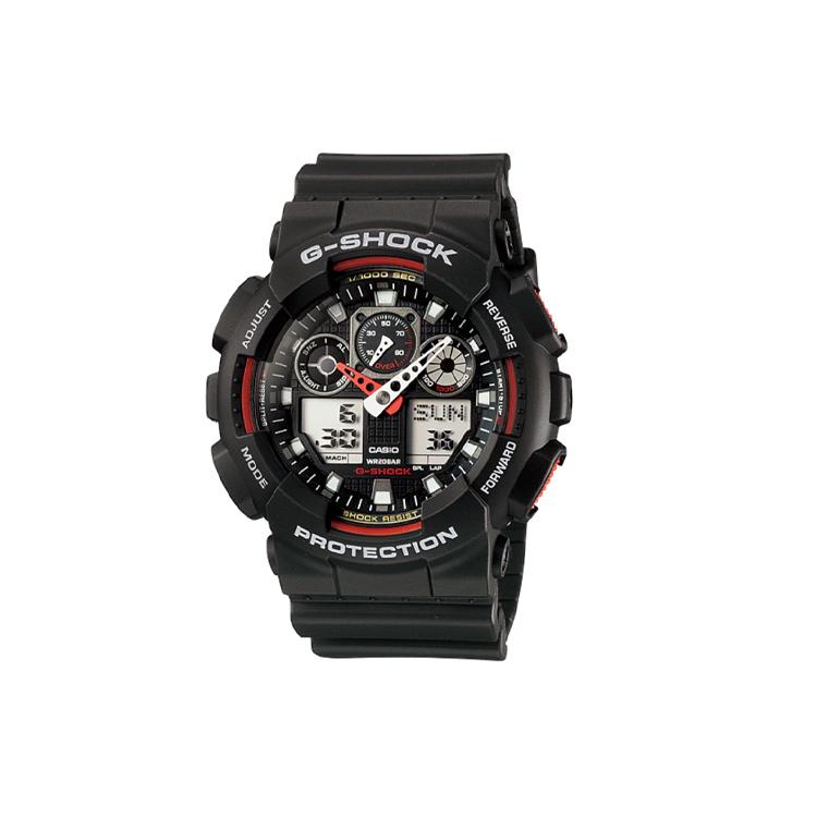 Casio Мужские часы с двойным дисплеем (жидкокристаллический/аналоговый) Серия Черные Часы GA-100-1A4DR GA-100-1A4DR