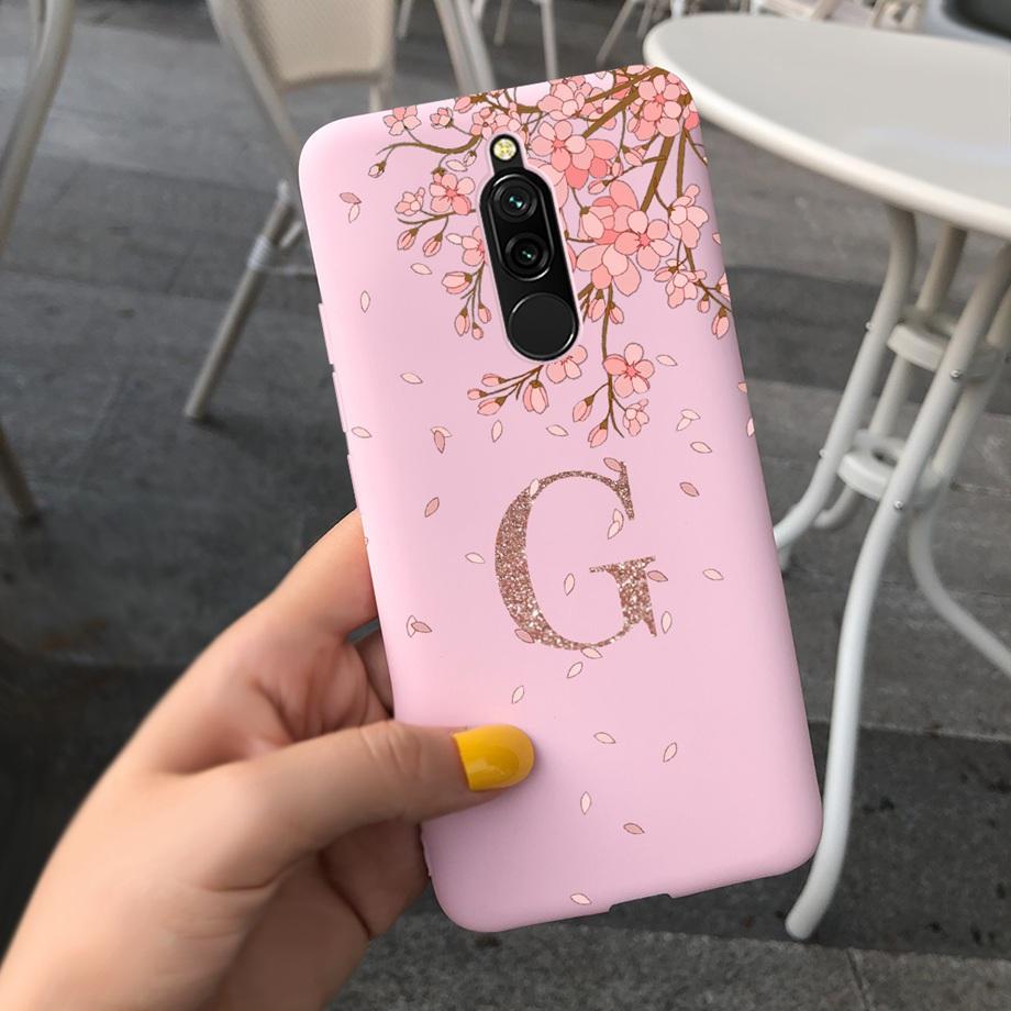 For Xiaomi Redmi 8 8a Case Redmi Note 8 8t Initial Letters Phone Case Back Cover For Redmi8A Note8 Soft Silicone TPU Bumper Etui