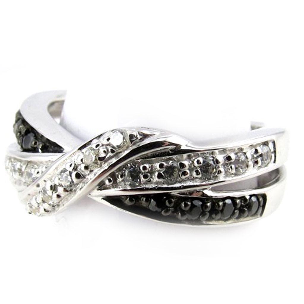 Silver Ring 'Sissi' Black White