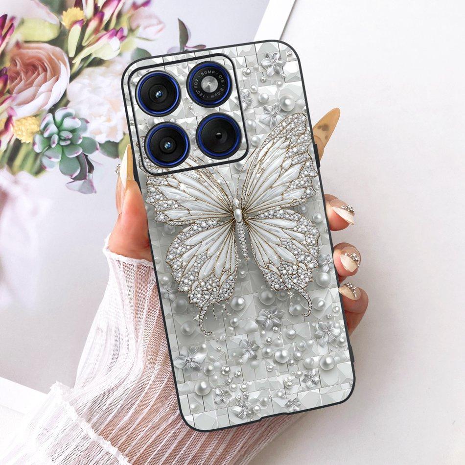 For Motorola Edge 70 Cute Flower Butterfly Cat Painted Case For Motorola Moto X70 Air Edge70 5G Black Silicone Soft Phone Cases
