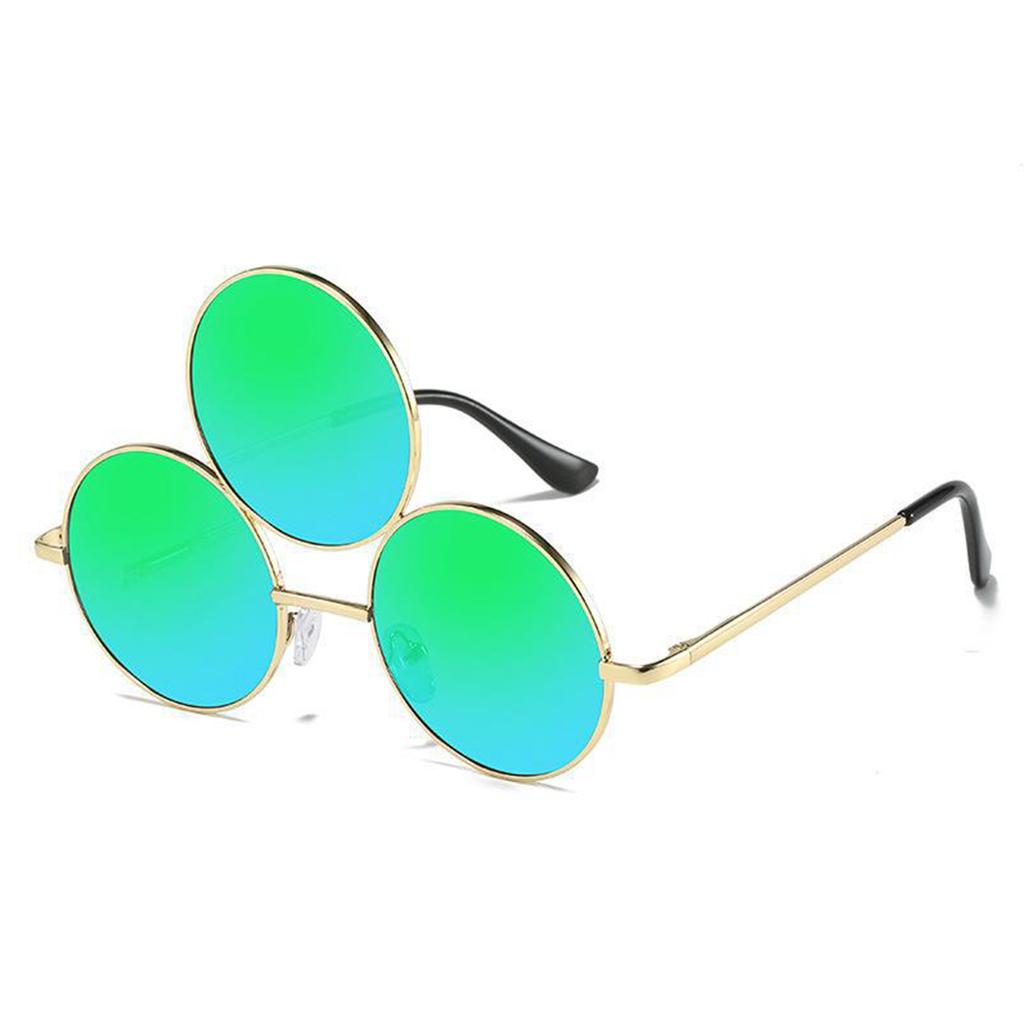Colorful Three Round Frame Sunglasses Fashion Glasses Adult Outdoor Christmas Party Taking Photo Shopping Sunglasses