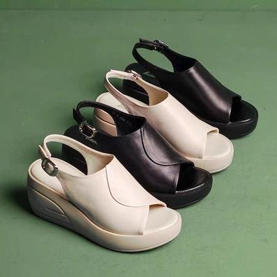 2024 Летние босоножки на танкетке и платформе Sandalias De Mujer Модные ретро-стиль Romen Женские повседневные мягкие удобные босоножки с открытым носком