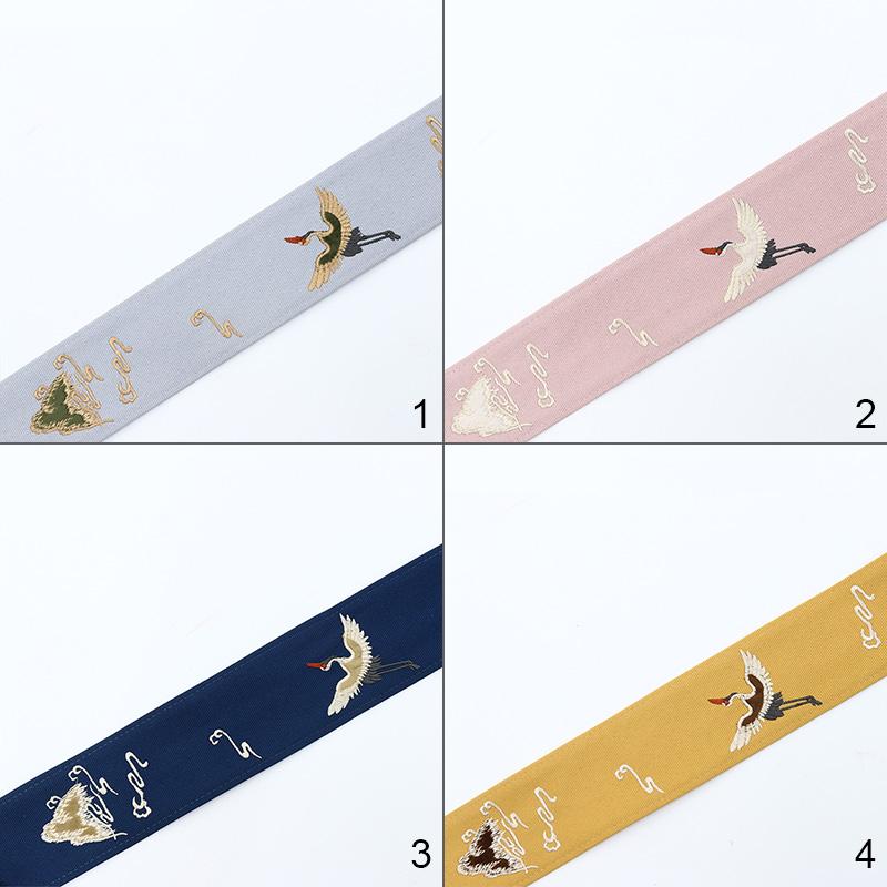 1M Vintage Chinese Crane Embroidered Jacquard Ribbon 6.5cm Trim Braid DIY Table Flag Trimmings Garment Hanfu Accessory Craft