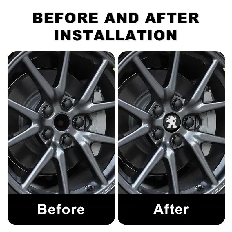 Наклейка на автомобиль 4 шт. Металлическая наклейка на колпак колеса автомобиля Наклейки для Peugeot 206 207 208 306 307 308 406 407 408 301 106 107 108 2008 300