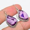 Natural Brazilian Amethyst Gemstone 925 Solid Sterling Silver Earring 1.75" B5B42
