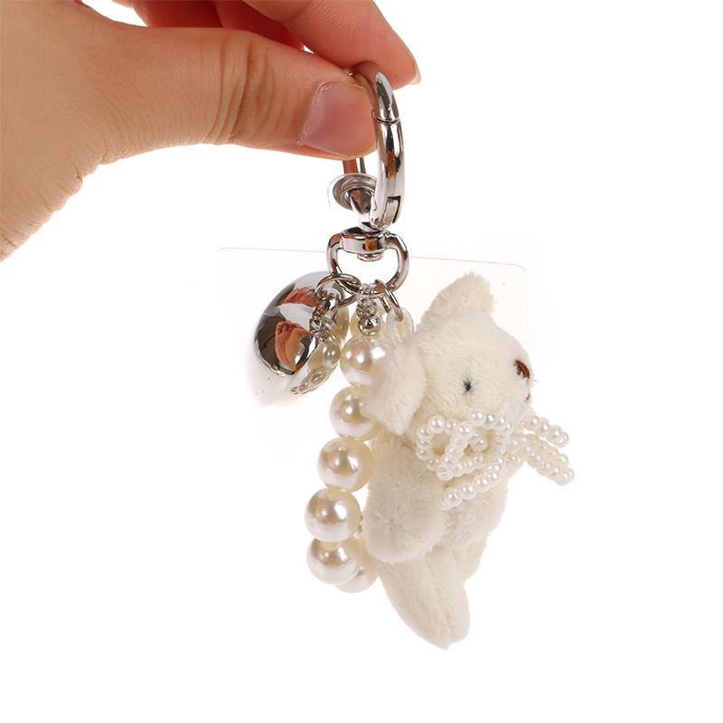 Брелок в виде сердца с жемчугом и бантом, милый плюшевый брелок в стиле Ins, держатель для ключей для девочек, подвеска на сумку, наушники, подвеска