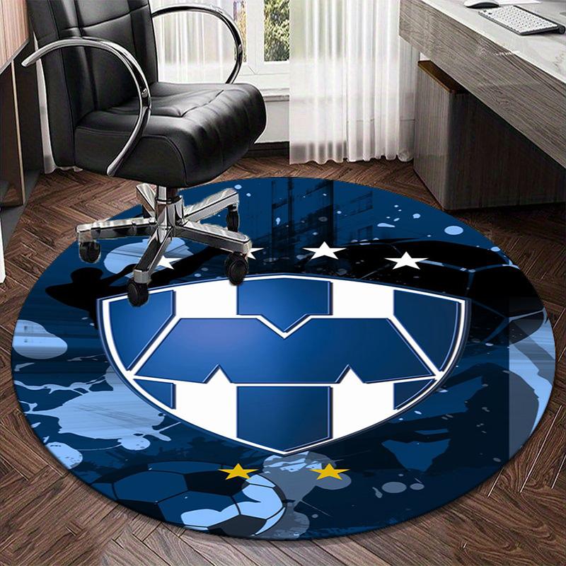 1PC round rug Monter-rey Football Crest Art Printed Round Area Rug ,Rug For Home Office, Round Chair Rug, Decorative Carpet Fan gifts Christmas gift