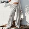 Women's Spring and Autumn Pant Casual Elastic V High Waist Splicing Wide Leg Pants