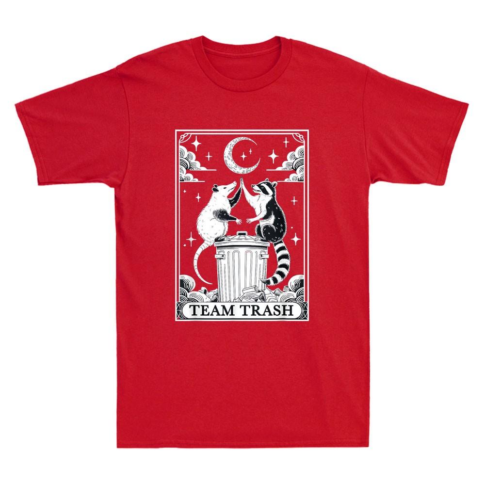 Tarot Card Vintage Team Trash Crescent Moon Opossum Raccoon Retro Unisexs TShirt