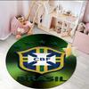 1PC round rug Brazilian Football Emblem Printed Round Area Rug ,Rug For Home Office, Round Chair Rug, Decorative Carpet Fan gifts Christmas gift