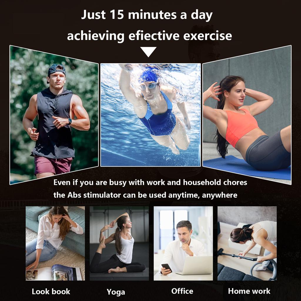 Миостимулятор Умный пояс для тонизирования живота EMS Стимулятор мышц Тренажер для пресса USB Зарядка Массажер для тела Похудение Фитнес-оборудование