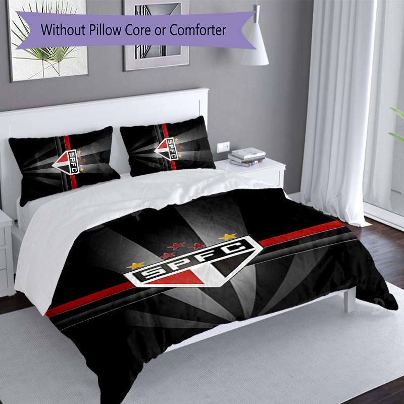 3pcs São Paulo FC logo pattern bedding set duvet cover set includes duvet cover &pillowcases, perfect all season bedroom decoration & gift