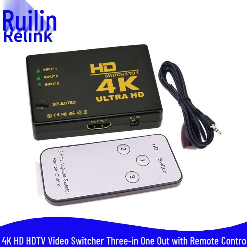 HDMI-переключатель 3 в 1 4K 60 Гц с инфракрасным пультом ДУ