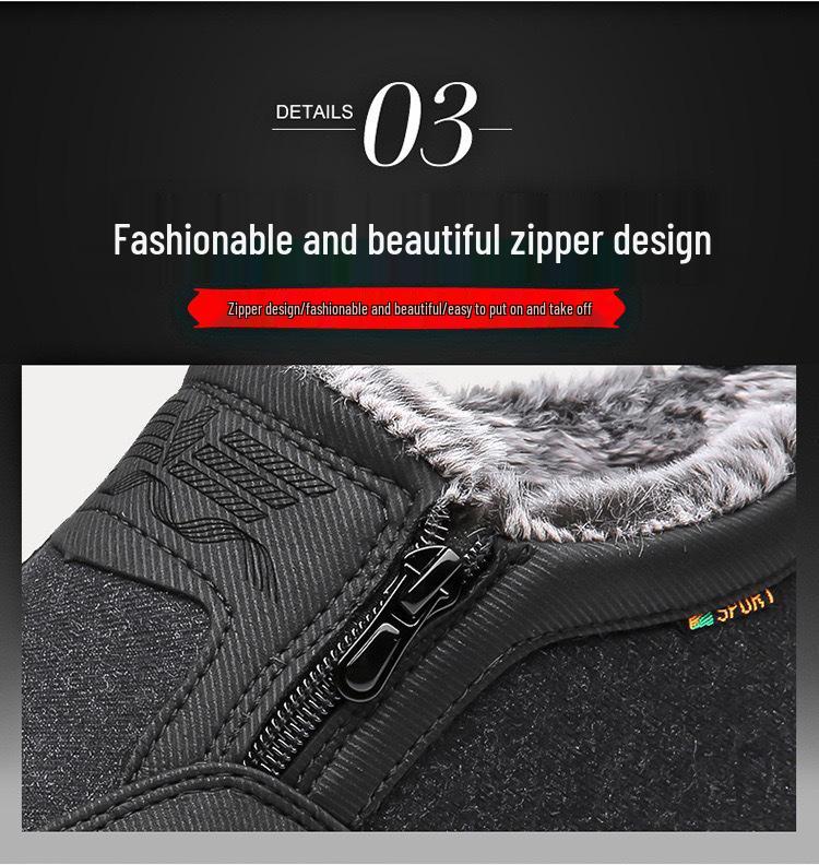 Men's Winter Non-Slip Velvet-Lined Old Beijing Cotton Shoes for Middle-Aged and Elderly