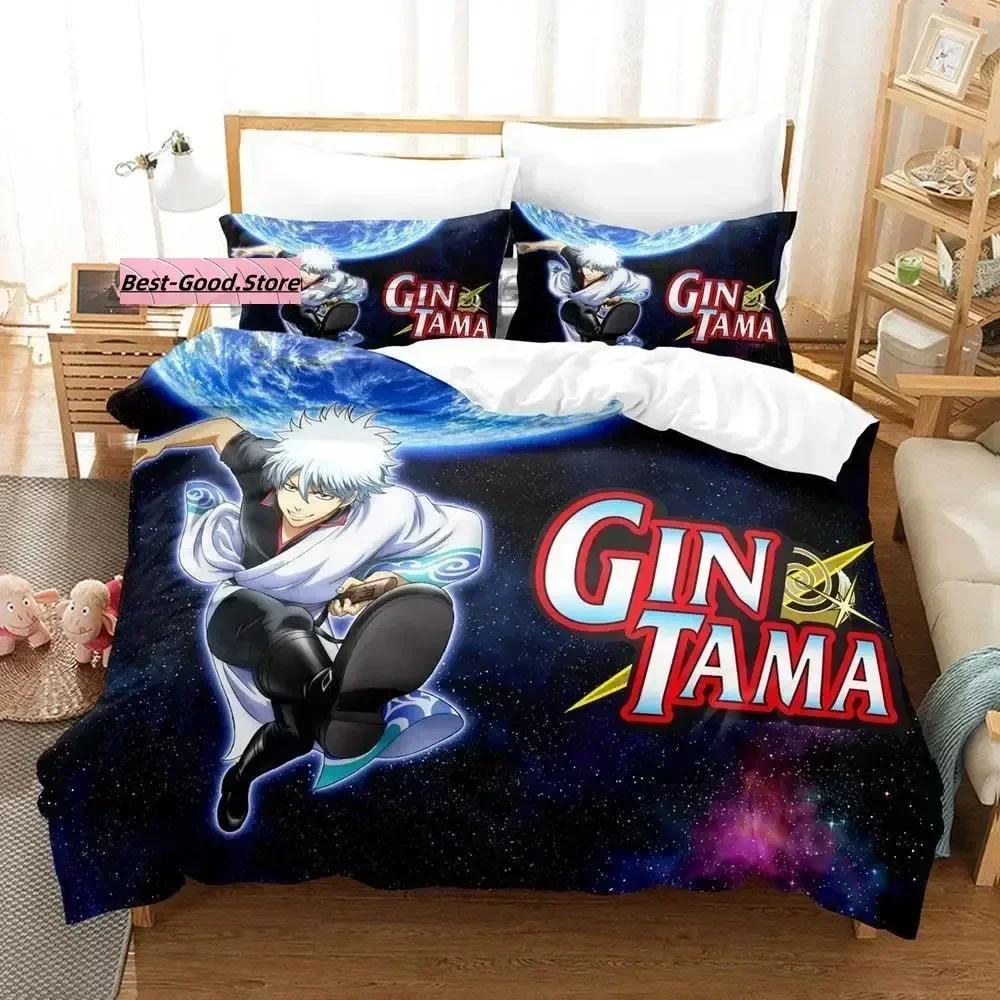 G-Gintamas Bedding Set Duvet Cover Sheet Printed Bed Set Pillowcase Bed Full Q-Queens King Size Comforter Bedroom