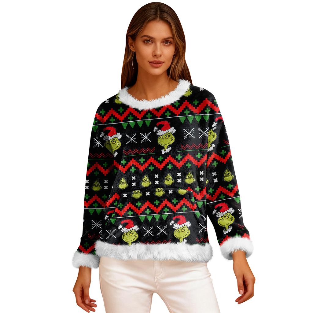 Женский повседневный флисовый свитшот с длинными рукавами и круглым вырезом, удобный, свободного кроя, легкий, фланелевый свитшот для женщин