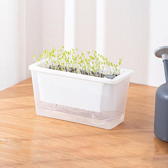 Самополивающийся горшок для растений Пластиковый цветочный горшок с резервуаром Легко наполняемый горшок для растений с фитильными шнурами для суккулентов, зеленого лука, балконного подоконника, садоводства