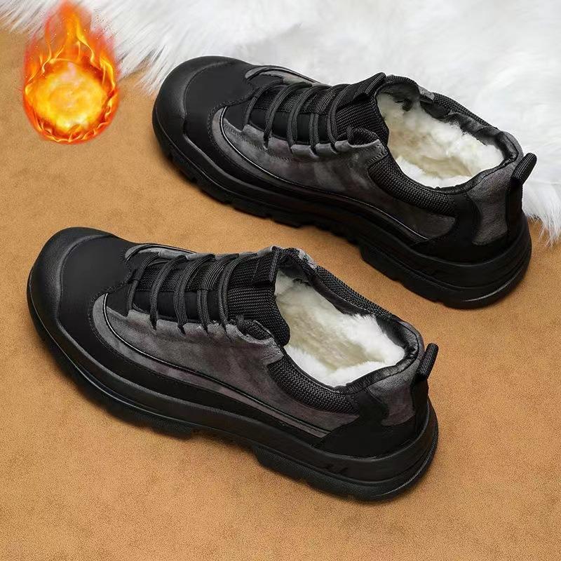 Мужские зимние сноубутсы с плюшевой подкладкой, высокие хлопковые ботинки, уличные водонепроницаемые и противоскользящие рабочие ботинки, ботинки Мартин