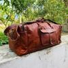 Men's Gym Goat Leather Luggage Travel Genuine Vintage Duffle Bag
