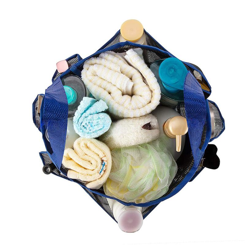 Подвесная сетчатая душевая кабина, переносная сумка-тоут для душа с 8 карманами, большая вместимость, быстросохнущий душ