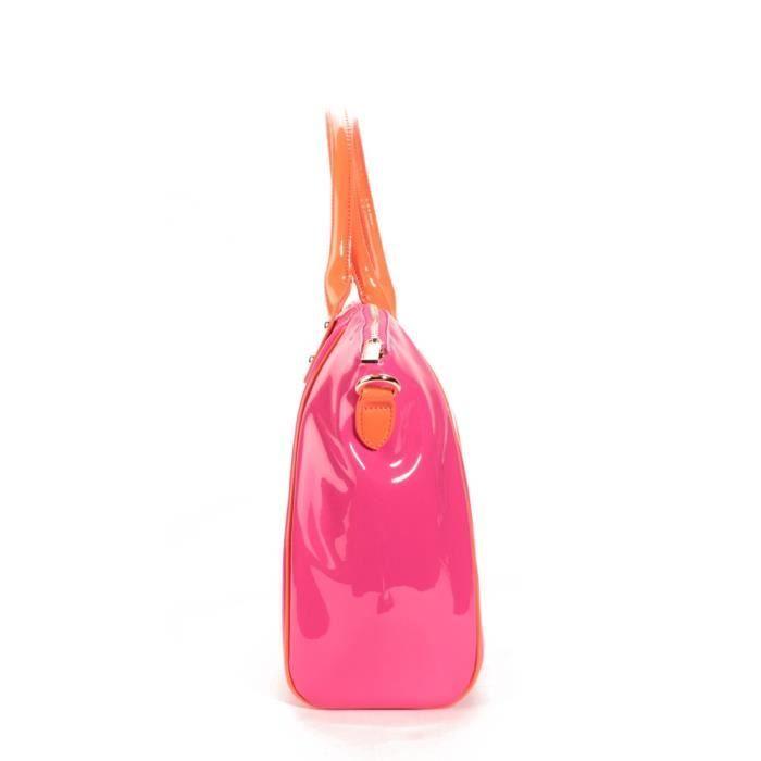 Sac Cabas - CHRISTIAN LACROIX - Jonc 4 - Fushia/Orange - 100% Polyuréthane - 3 poches intérieures