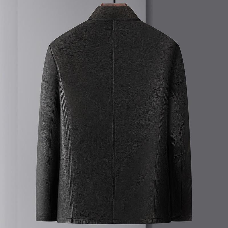 Genuine Leather Jackets for Men In Autumn and Winter New Business Casual Simple Fashion Solid Color Leather Jackets
