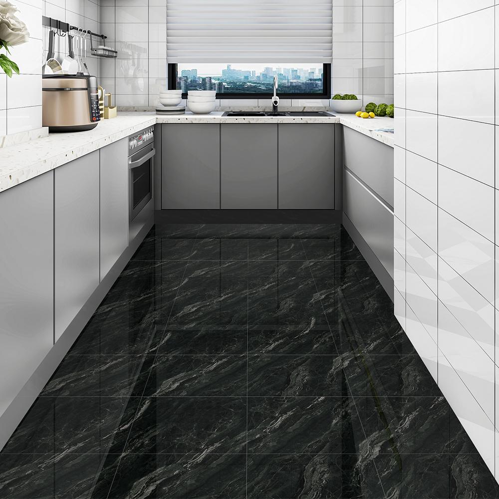 Серый, черный мрамор, напольная плитка из искусственной кожи, виниловые наклейки на пол, водонепроницаемая наклейка на пол для ванной комнаты, кухни, спальни, толщина 0,93 мм