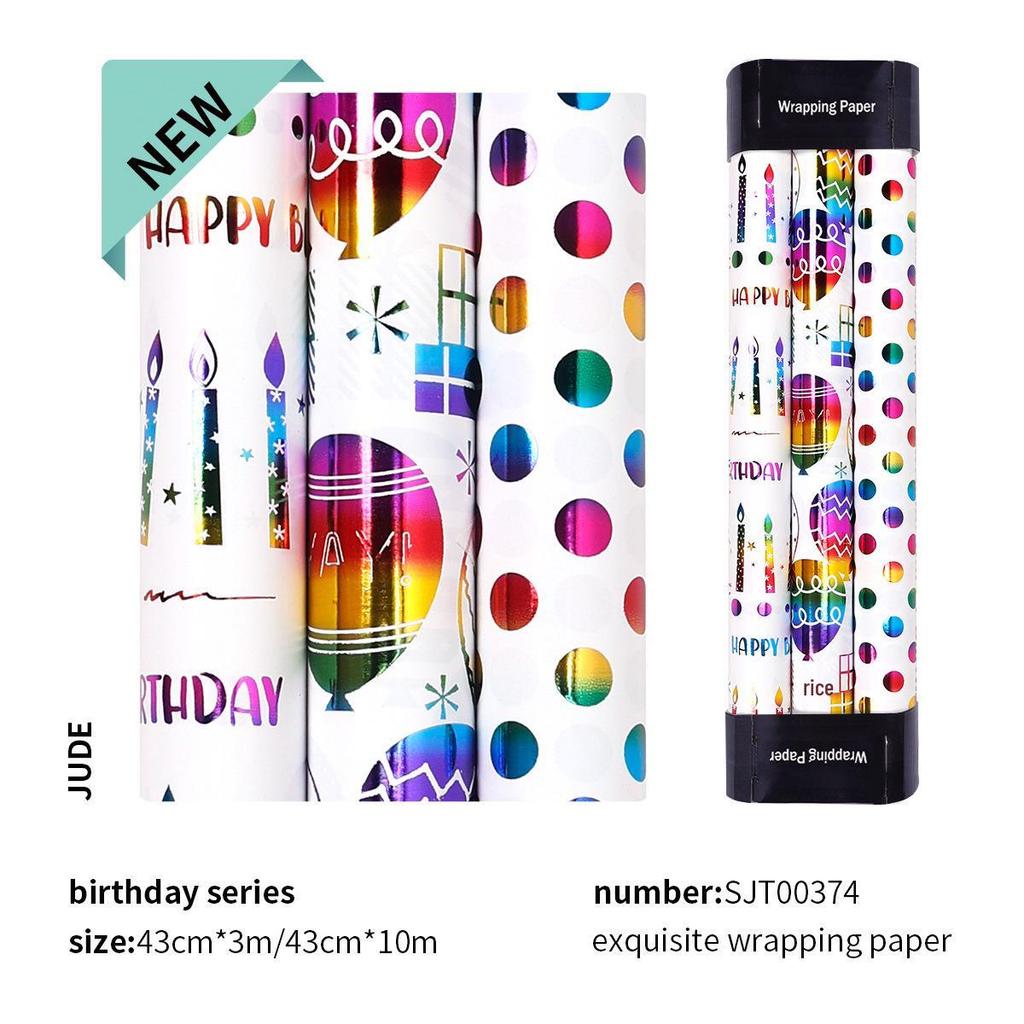 Regenbogenpunkte & Herzen Geburtstag Geschenkpapier Set