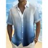 2025 Summer New Hawaii Gradient Men's Button Pocket Short Sleeve Shirt