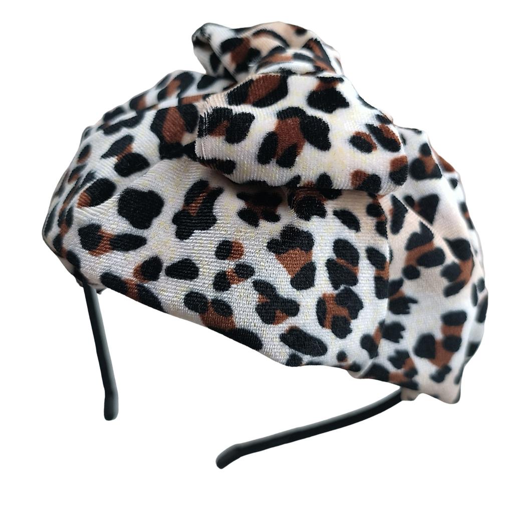 Leopard Pattern Hairband for Female French Bowknot Hairhoop Elegant Evening Dress Headband Vintage Party Hair Decoration