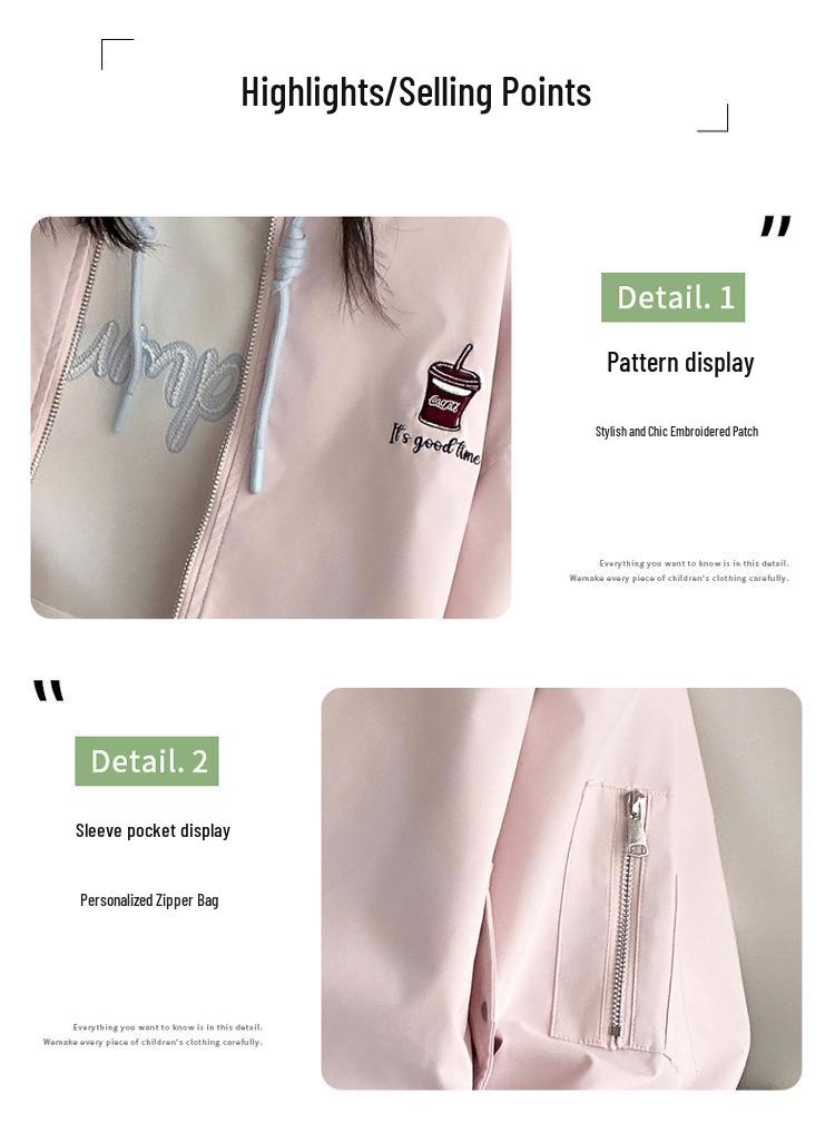 Girls' Spring/Autumn Baseball Jacket 2026 - Stylish, Loose Fit Sportswear for Big Kids