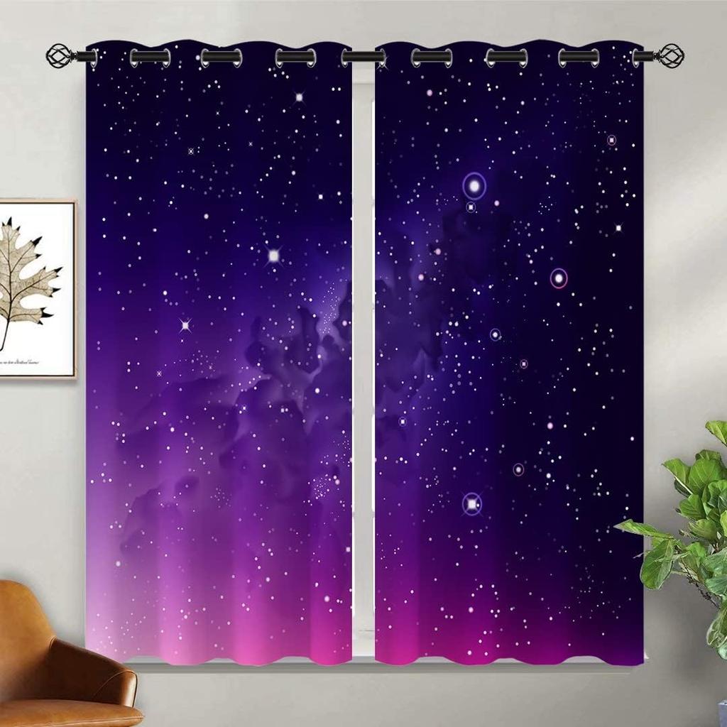 Галактические полузатемняющие шторы для девочек, мальчиков, детей, домашний декор, галактическая вселенная, психоделический Млечный путь, люверсы, термоизоляция