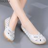 Large Size Women's Shoes Hollow Loafers Beef Tendon Sole Doudou Women's Shoes Middle-aged and Elderly Mother Shoes