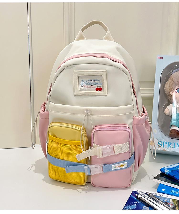 Школьный рюкзак Mori с дофаминовым цветовым сочетанием для учеников средней школы. Маленький свежий школьный рюкзак. Универсальная, высокоценная американская сумка через плечо.