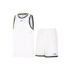 LiNing Professional Basketball Series Logo Print Breathable Competition Basketball Suit Men Basketball Suit White AATU017-11