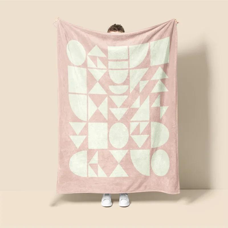 Morandi Tone Abstract Botanical Throw – Scandinavian Minimalist Blanket for Sofa & Café Home Use – Dual Purpose Graffiti Design