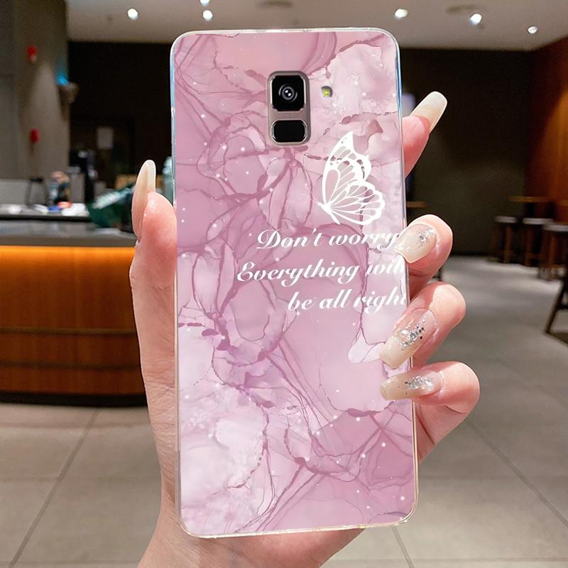 Case For Samsung Galaxy A8 A6 A5 2018 Flower Butterfly Phone Shells For Samsung A6 A8 Plus Soft Silicone Transparent TPU Cover