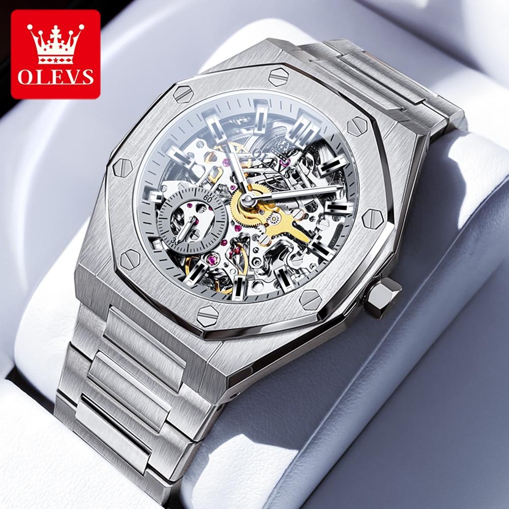 OLEVS 6669 Fully Hollow Automatic Mechanical Wristwatch High-end Luxury Original Men's Watches 30M Waterproof Luminous Man Watch