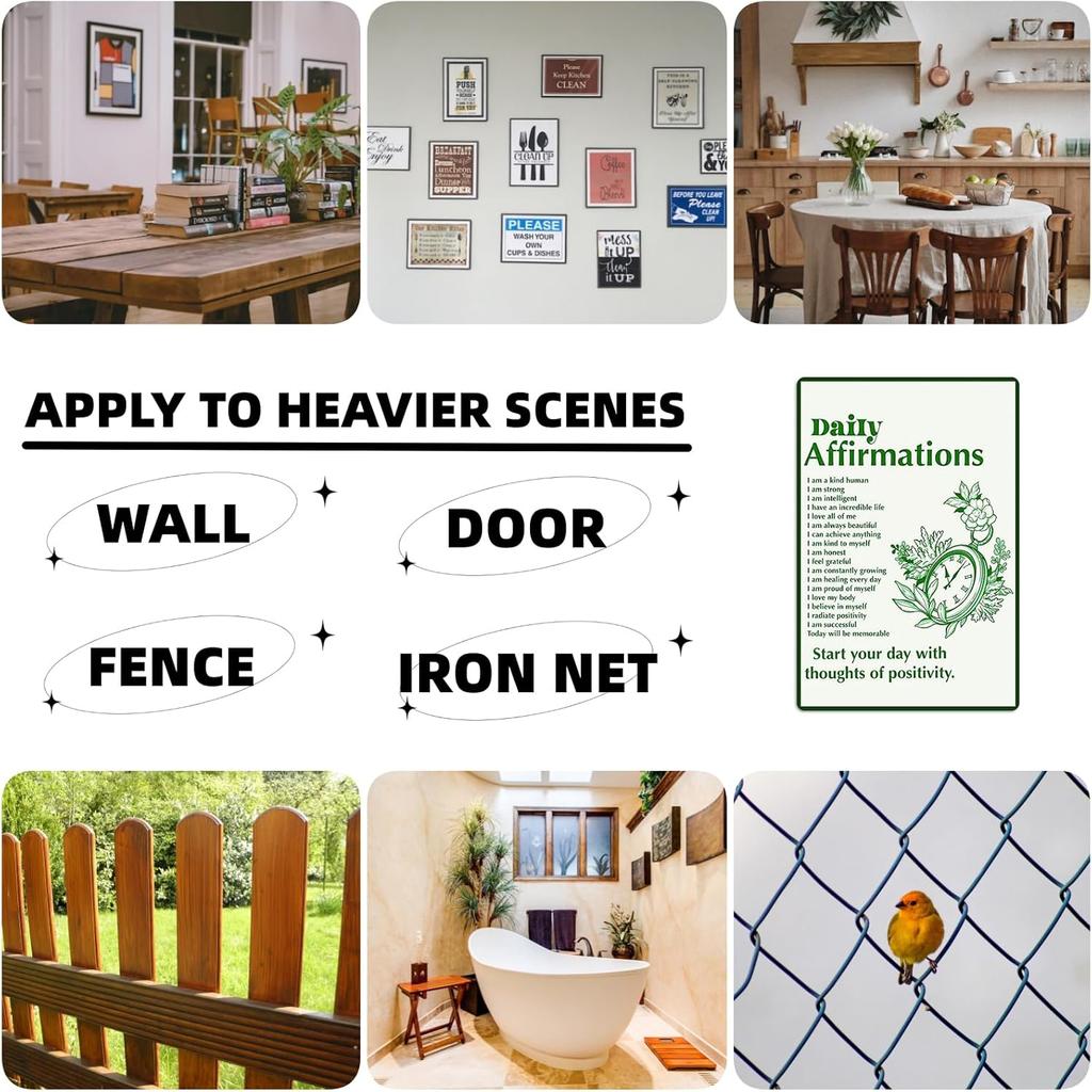 Daily Positive Affirmations Posters pirational Metal Tin Sign Green Boho Room Aesthetic Decoration Home Office Classroom Cafe Bar Wall Decor 8x12