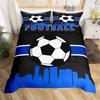 Футбольный пододеяльник, полноразмерный комплект постельного белья для футбола, для мальчиков и подростков, для игры в мяч, синий пододеяльник, 3 предмета с застежкой-молнией